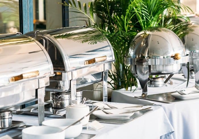 Three stainless steel food warmer for catering