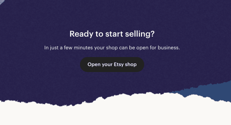 Website of Etsy marketplace for sellers