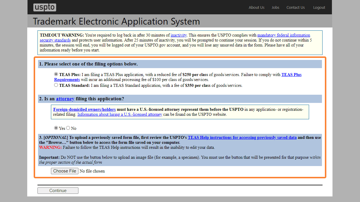 The Trademark Electronic Application Systemic