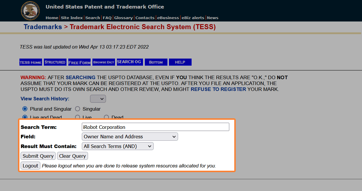 Trademark Electronic Search System