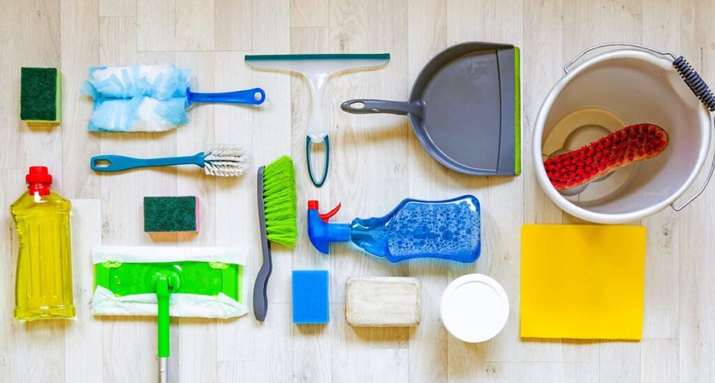 Group of cleaning items