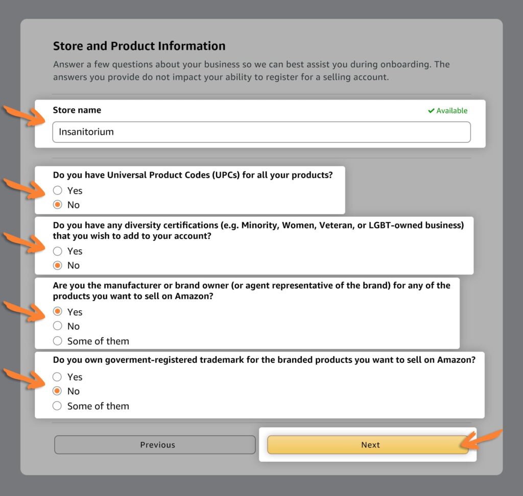 Amazon fba store product information screenshot