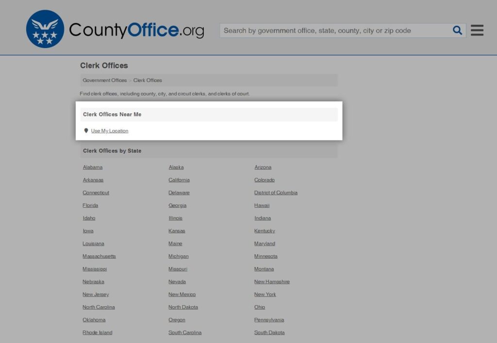 Screenshot of CountyOffice website