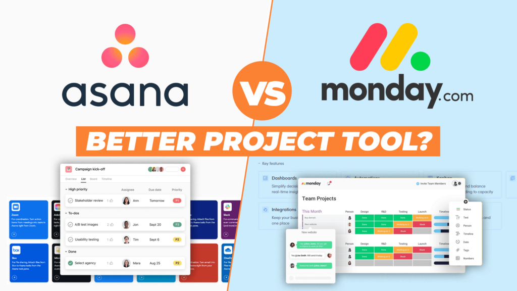 Asana vs Monday website comparison