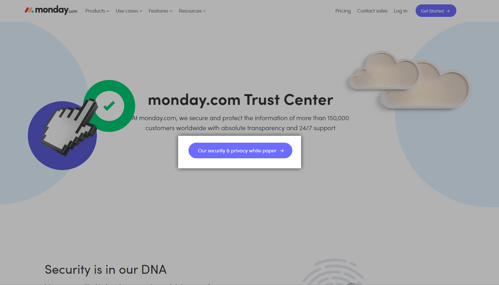 Screenshot of Monday security features