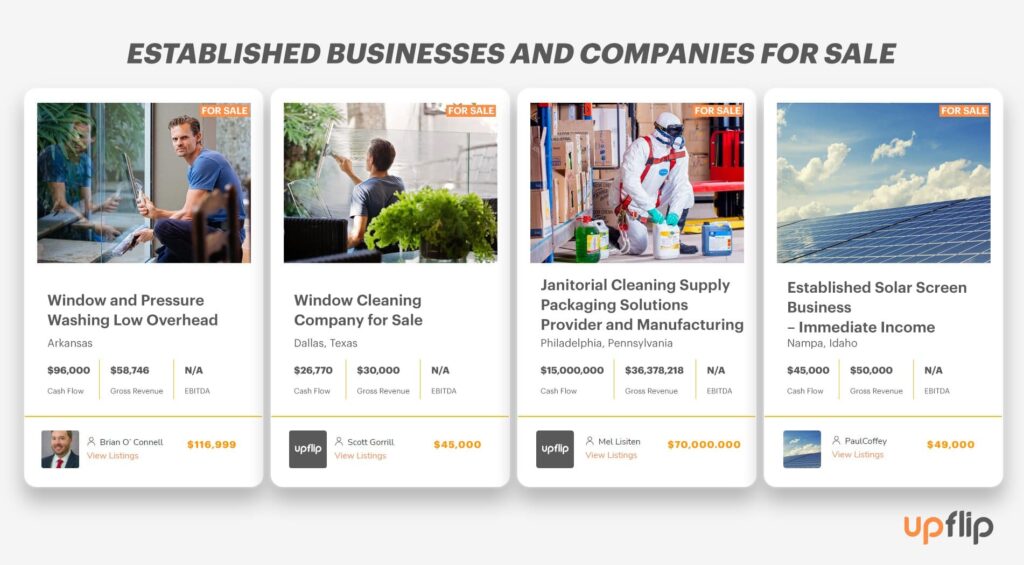 Pricing of business from UpFlip website