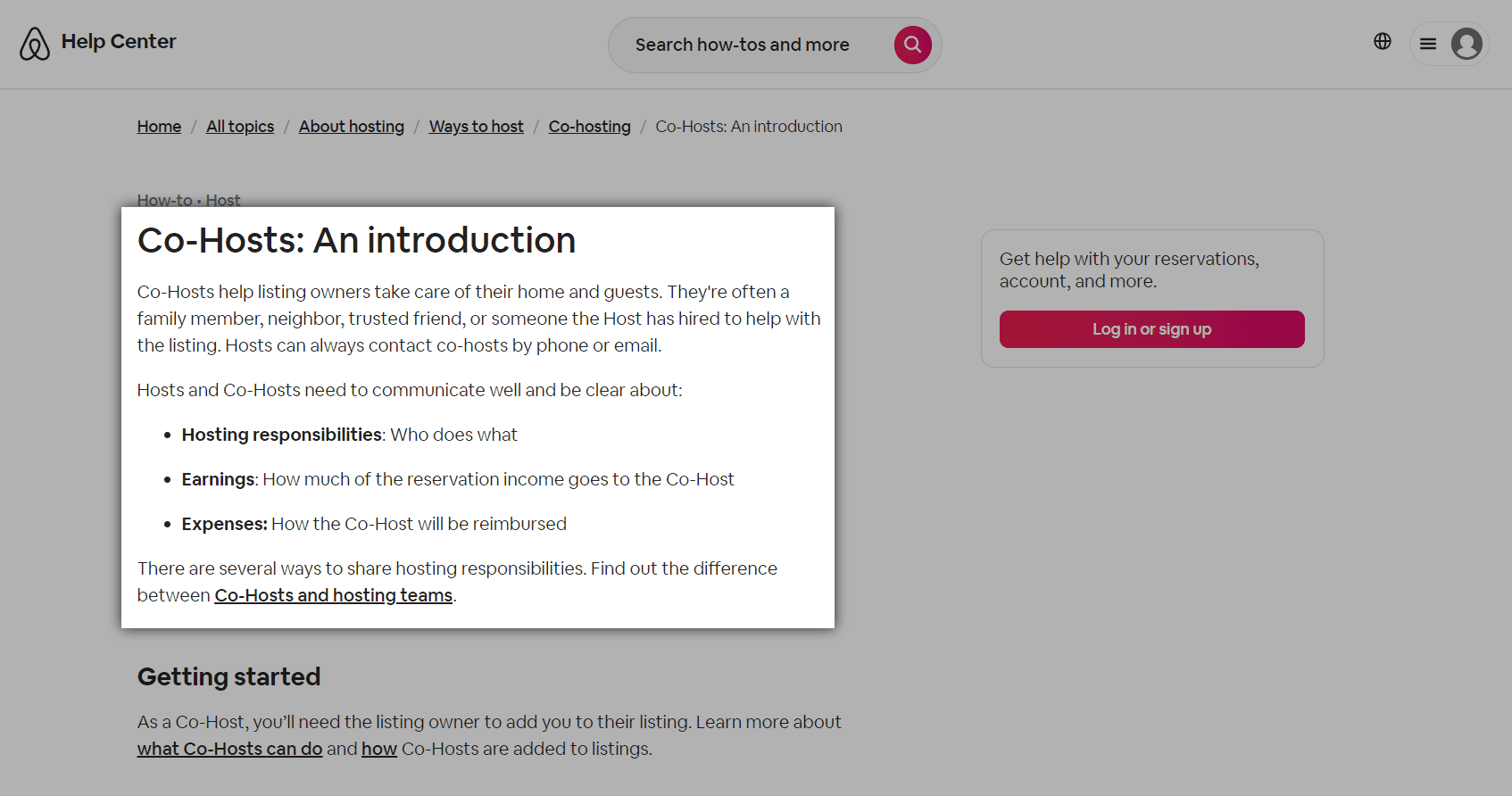 Screenshot of AirBnb Co-host website