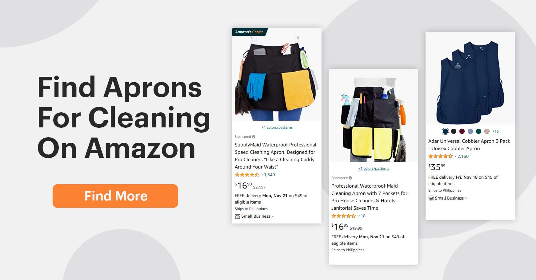 Screenshot of aprons from Amazon website