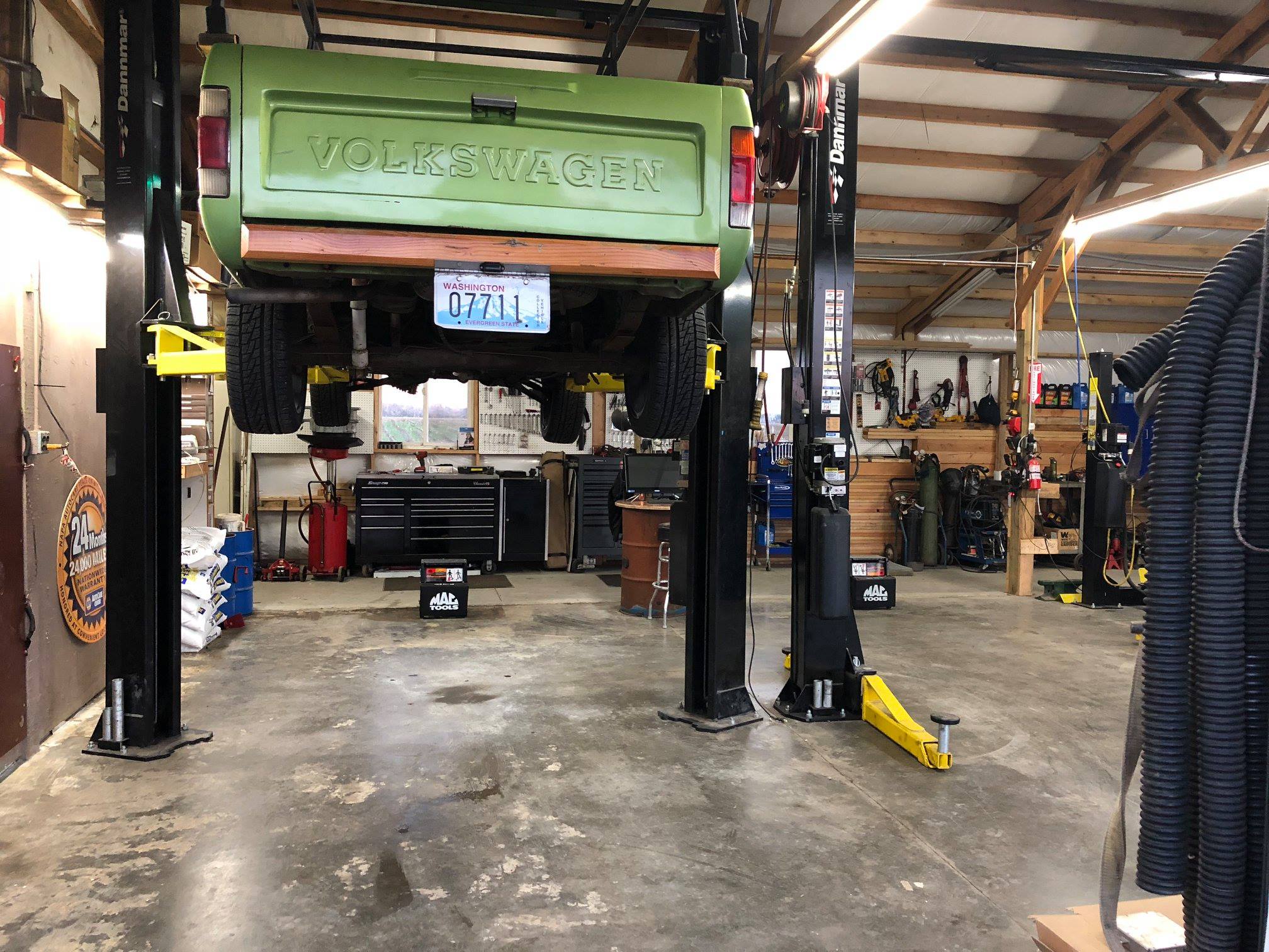 Automotive shop with tools and equipment
