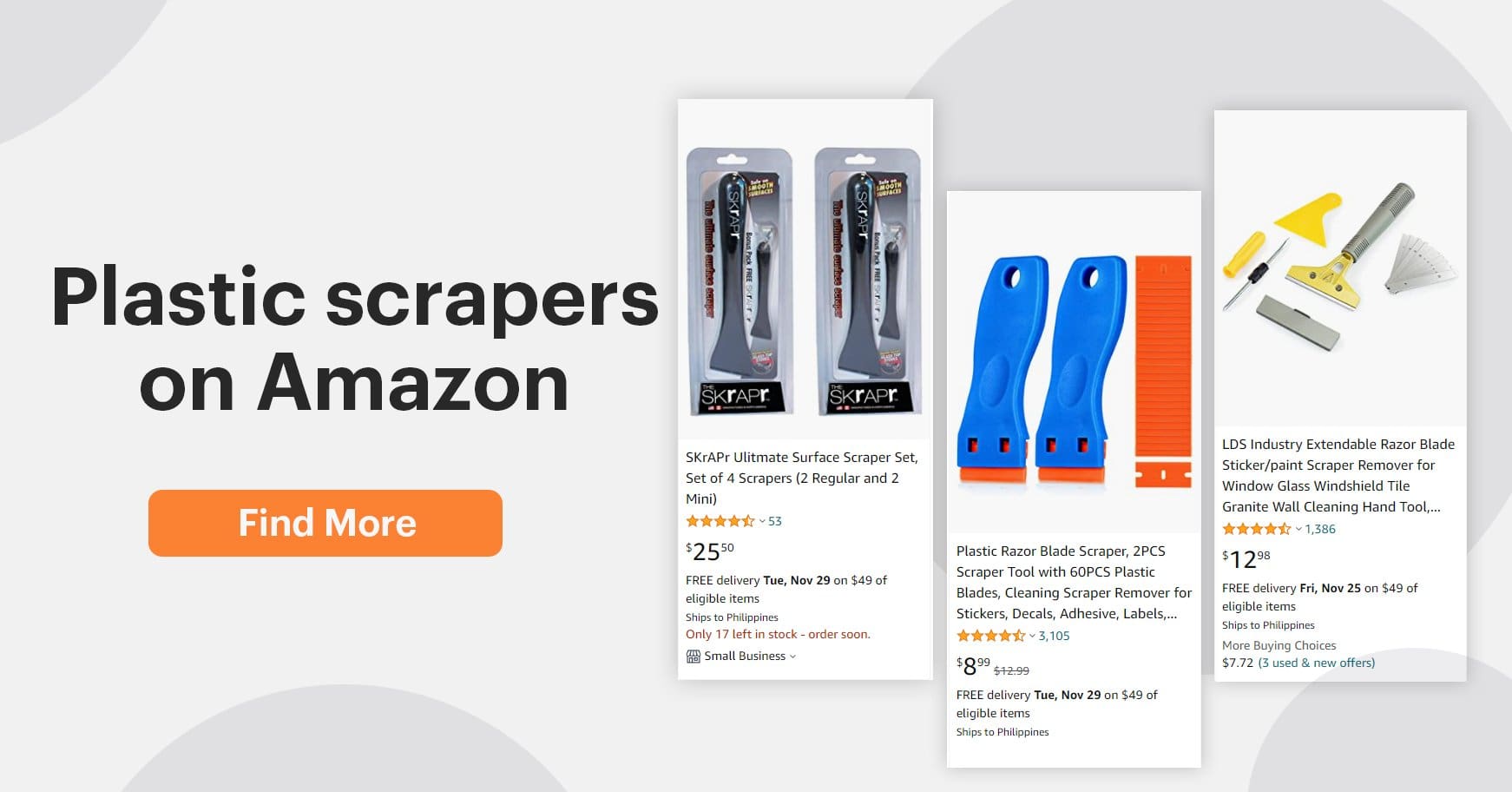 Screenshot of plastic surface scraper from Amazon website