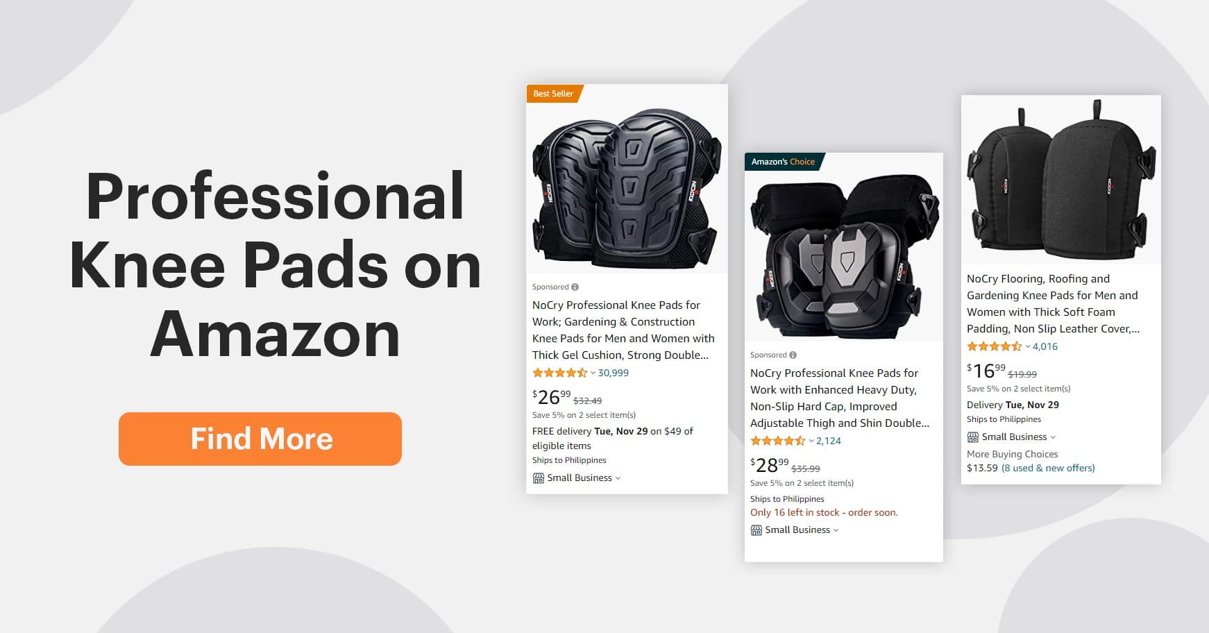 Screenshot of cleaning kneepad from Amazon website