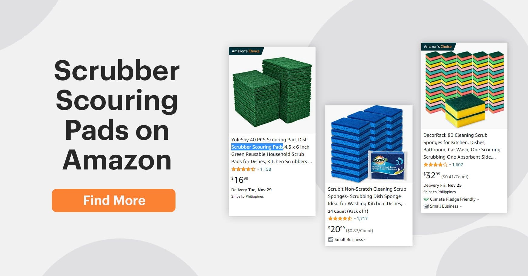 Screenshot of scouring pads from Amazon website