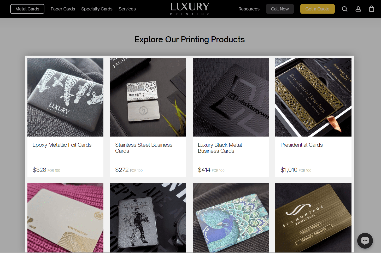 Screenshot of luxuryprinting website