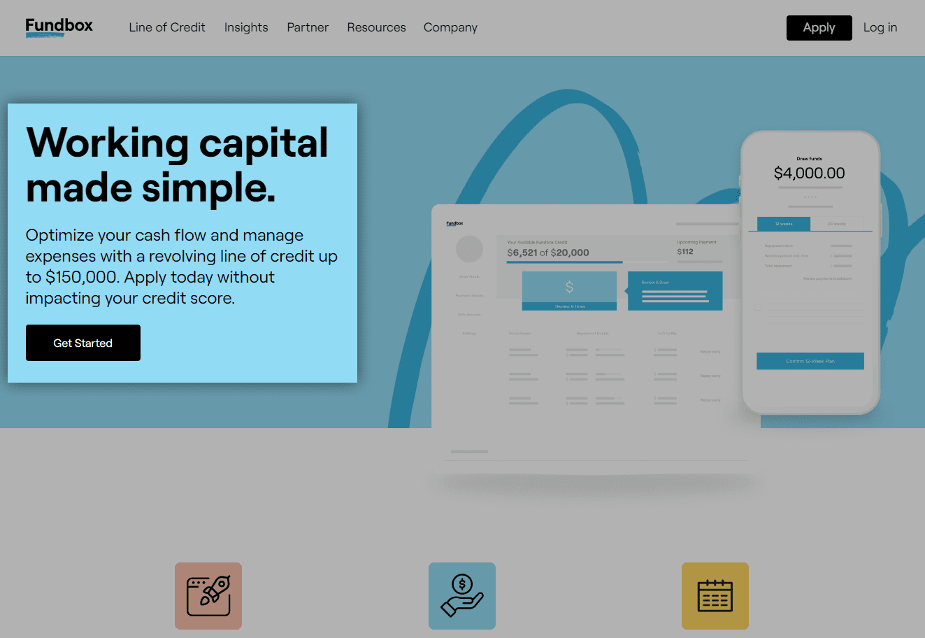 Screenshot of Fundbox website