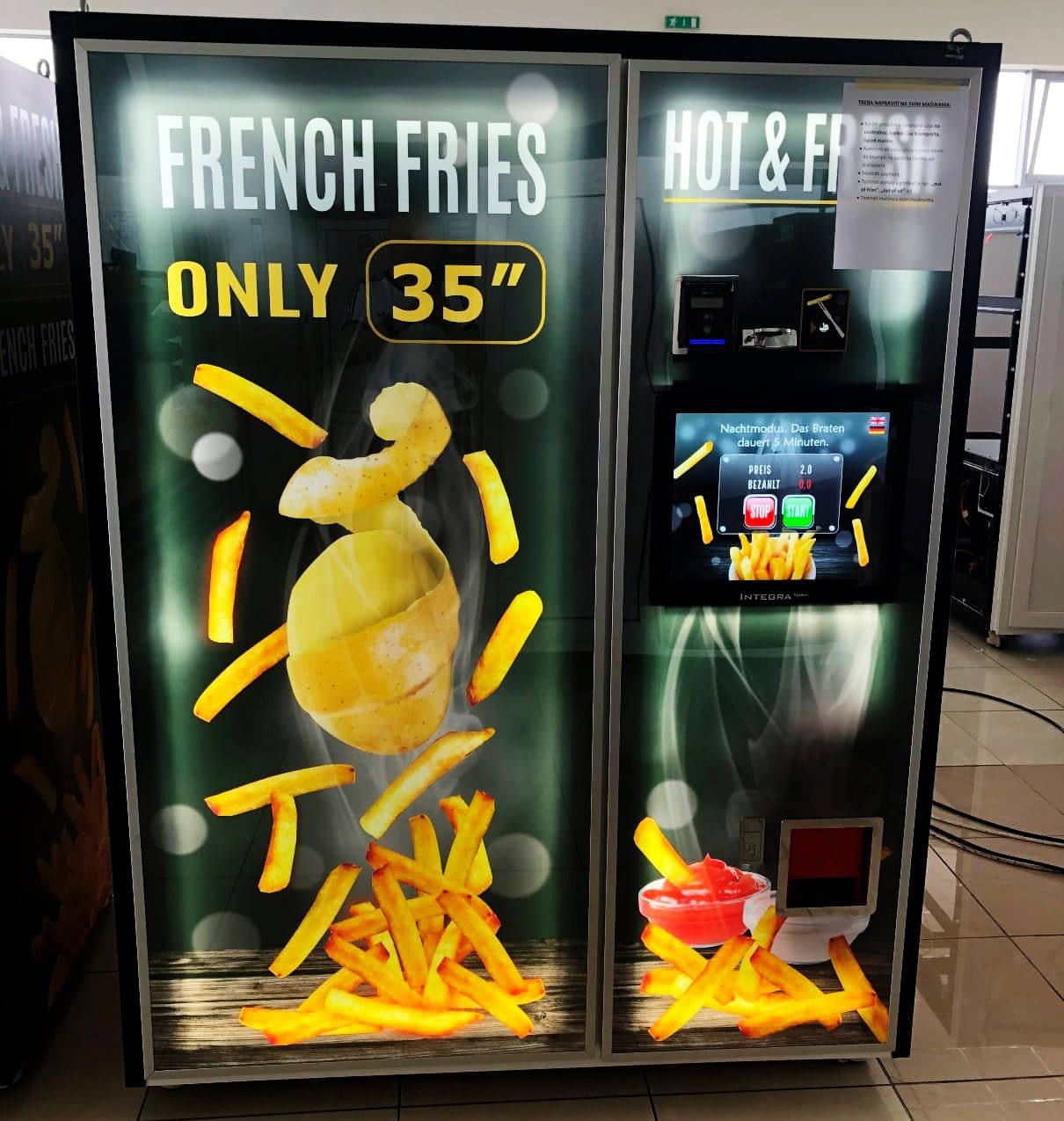 French fries vending machine on a hallway