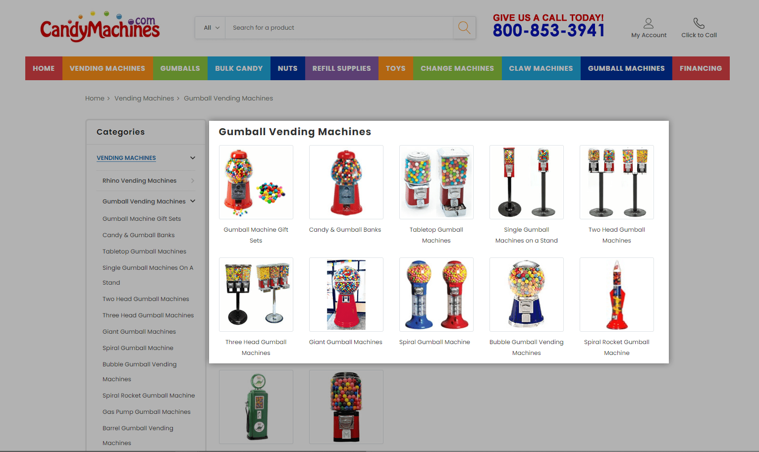 Screenshot of candymachines website
