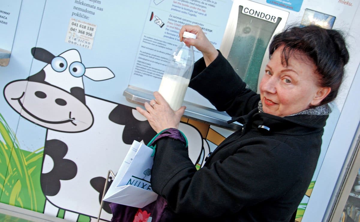 Woman holding a bottled milk