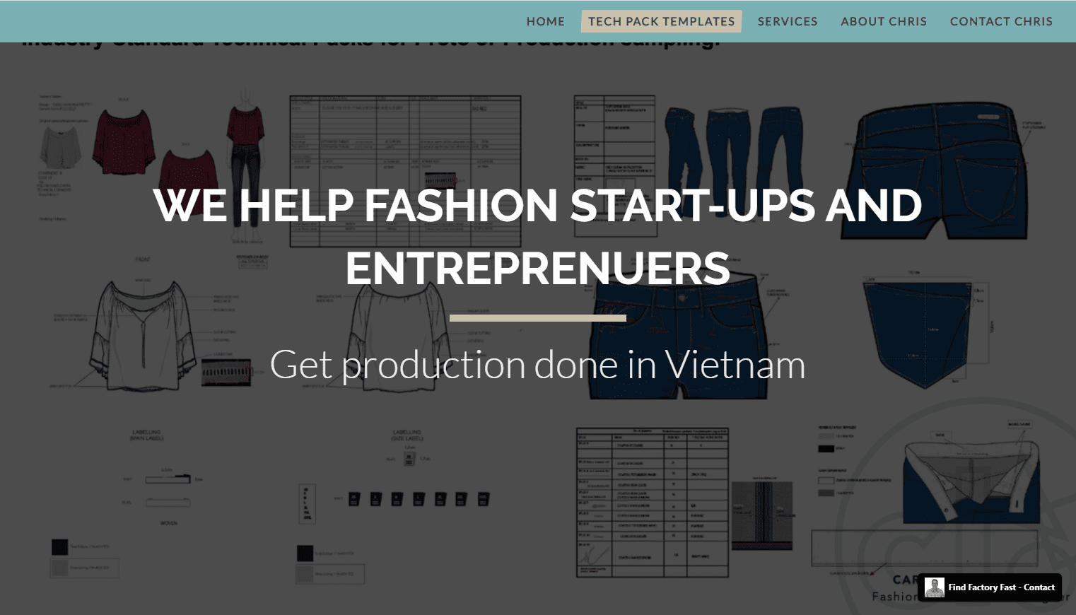 Screenshot of fashion start up consultant website