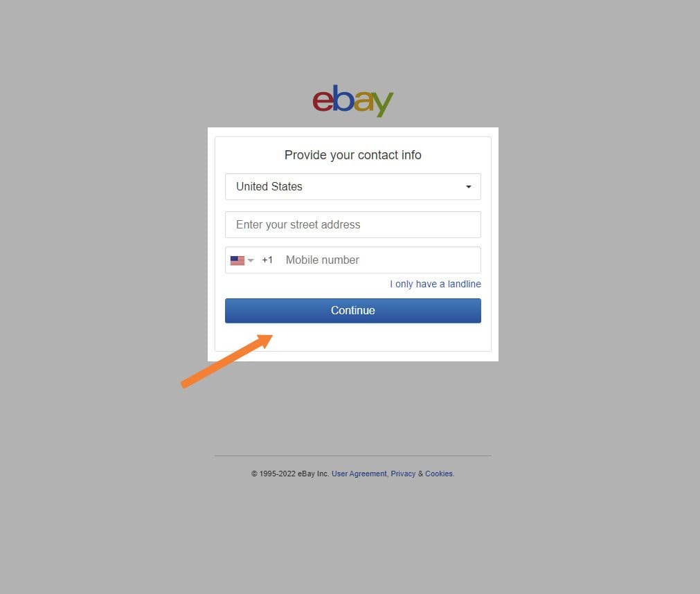 Screenshot of contact information from eBay website