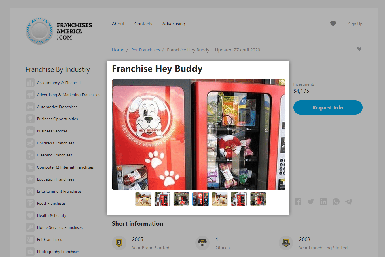 Screenshot of franchiseamerica website