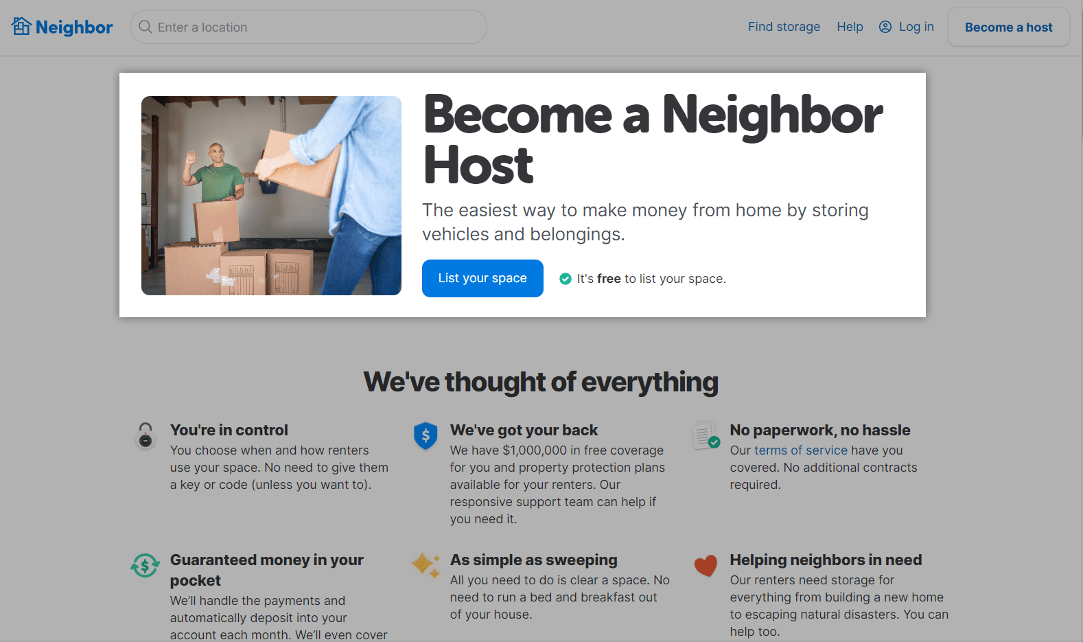 Screenshot of neighbor website