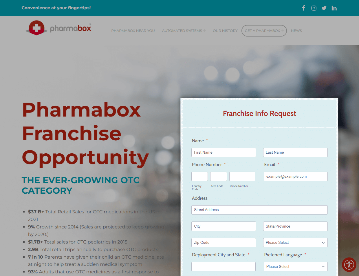 Screenshot of pharmabox website
