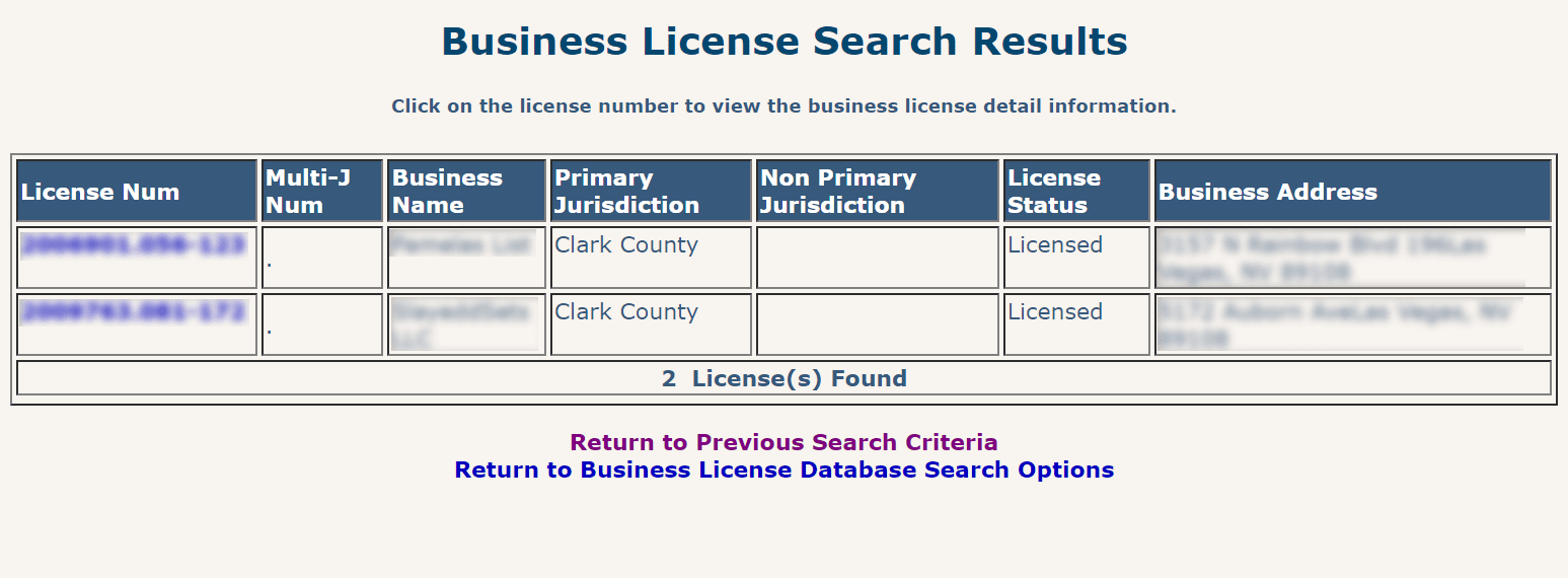 Screenshot of search result from clarkcountrynv website