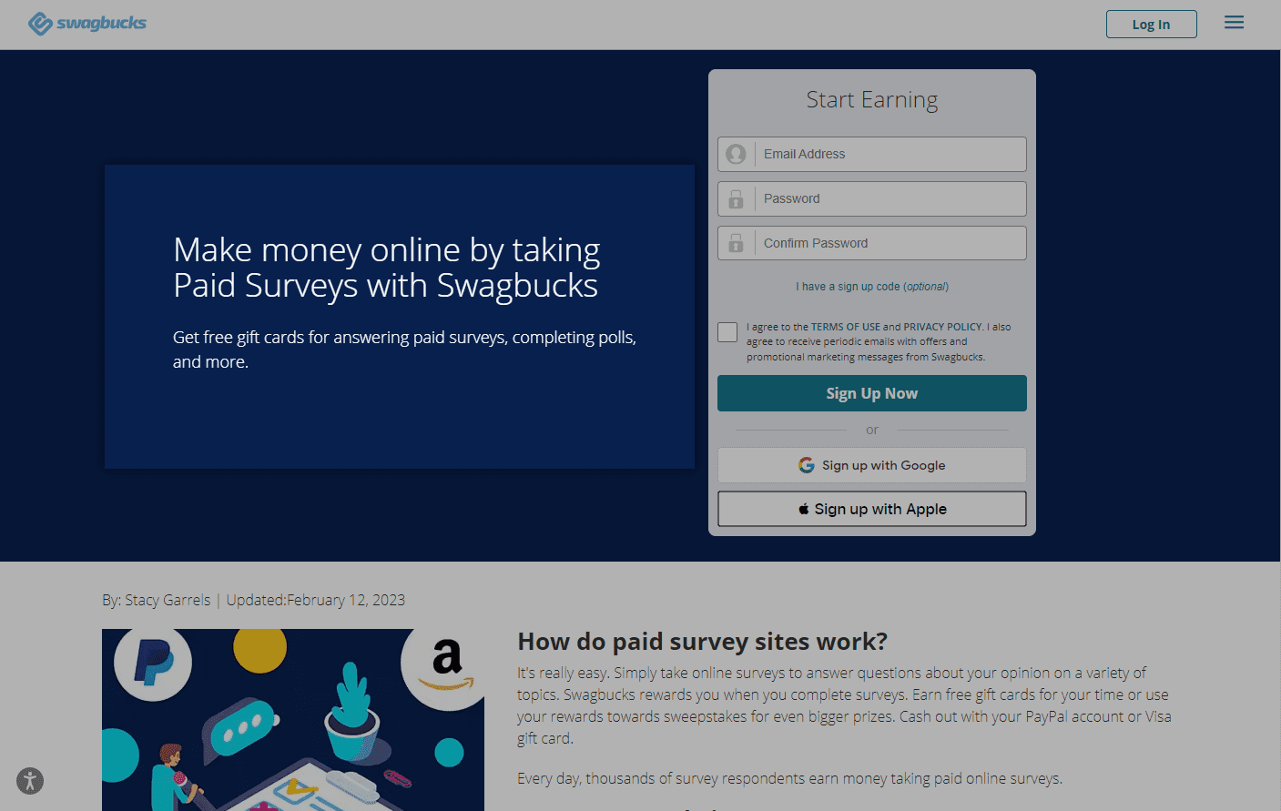 Screenshot of swagbucks website
