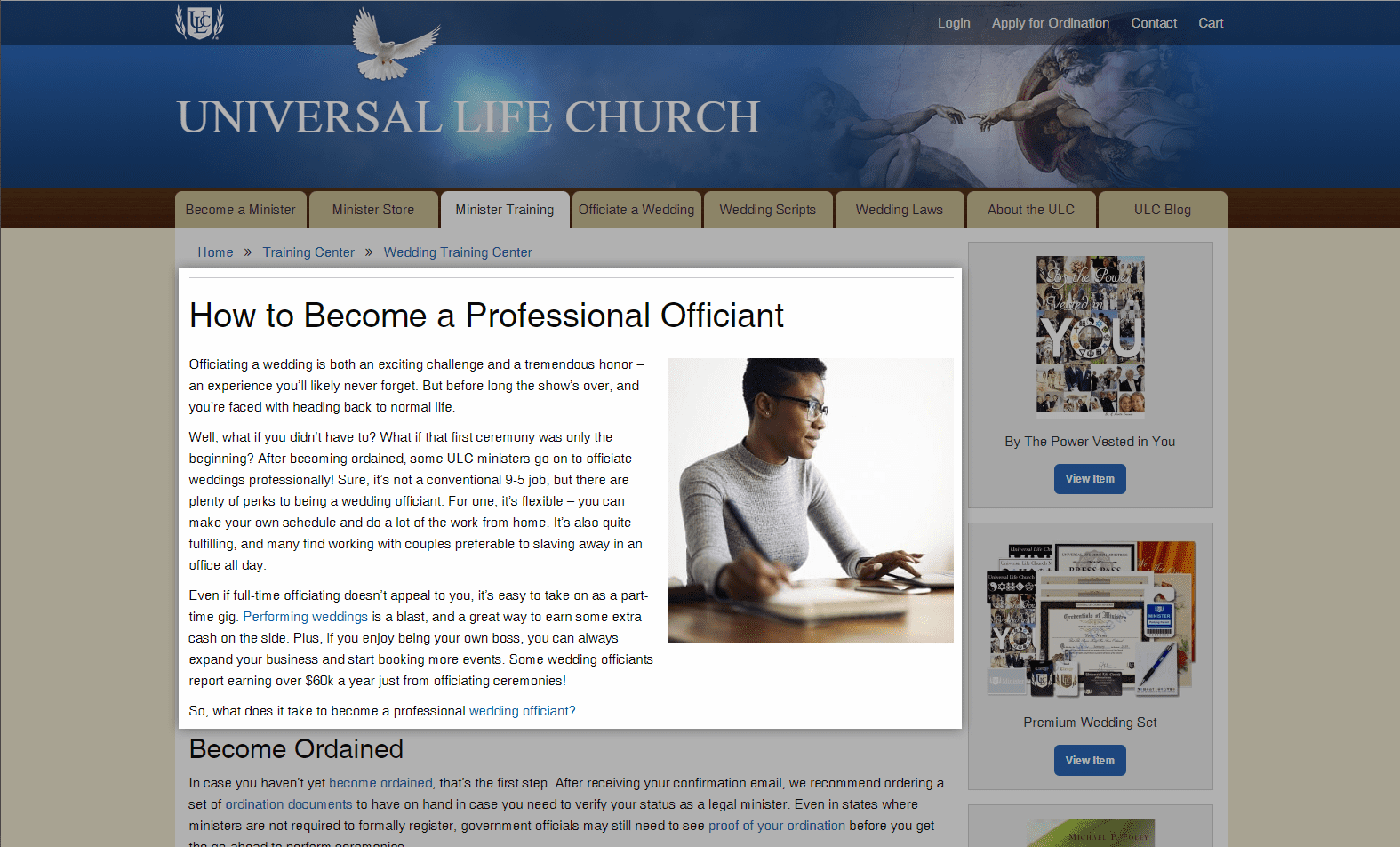 Screenshot of ulc.org website