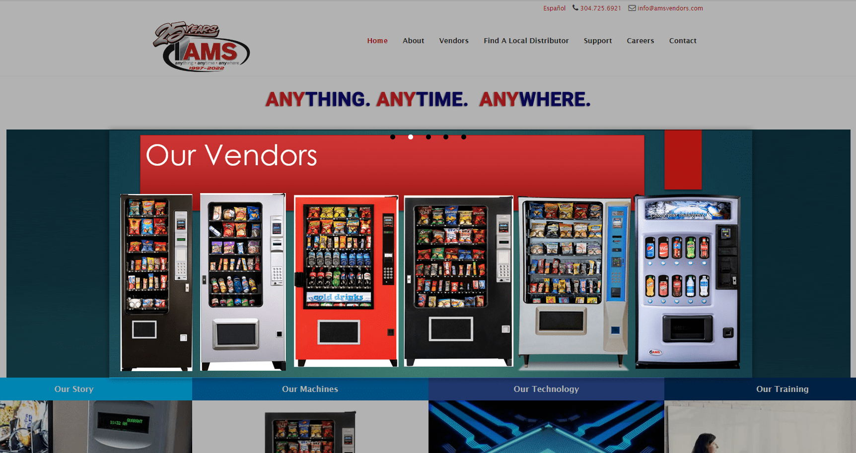 Screenshot of vendors from amsvendors website