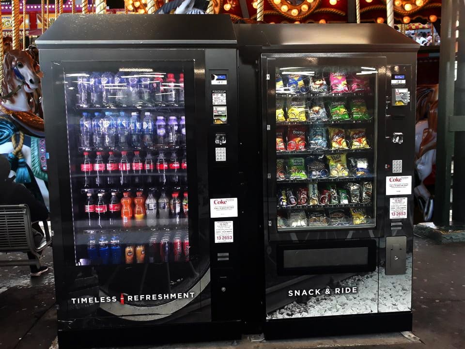 Vending machine placed at amusement park
