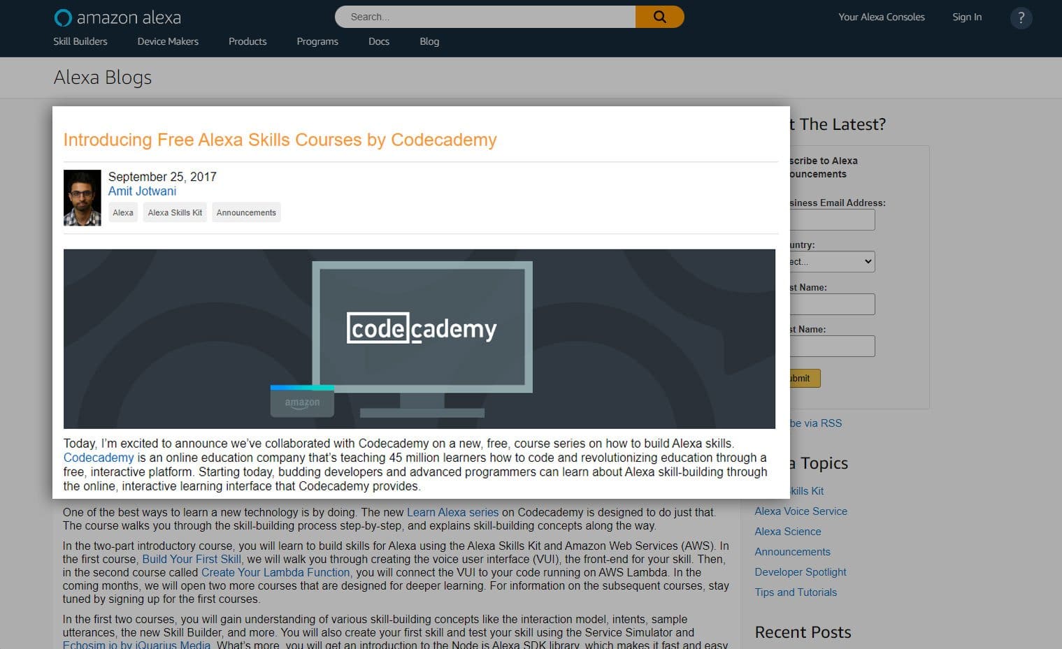 screenshot of alexa skills from amazon website