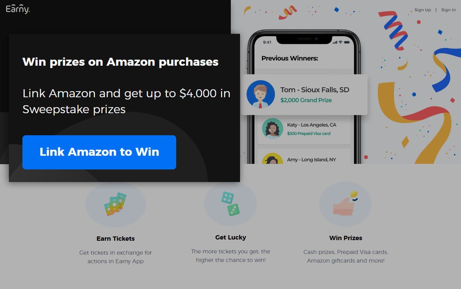 screenshot of shopping rewards from earny website