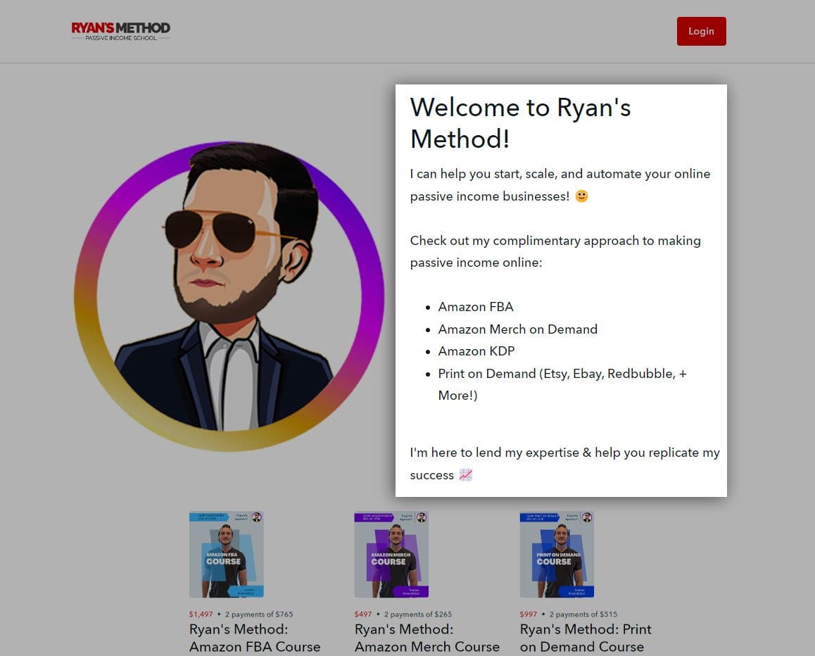 screenshot of drop shipping from ryansmethod website