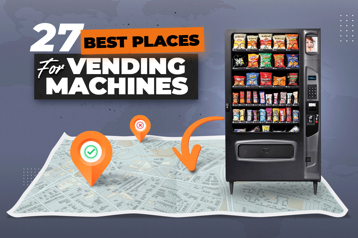 Vending machine on top of map illustration