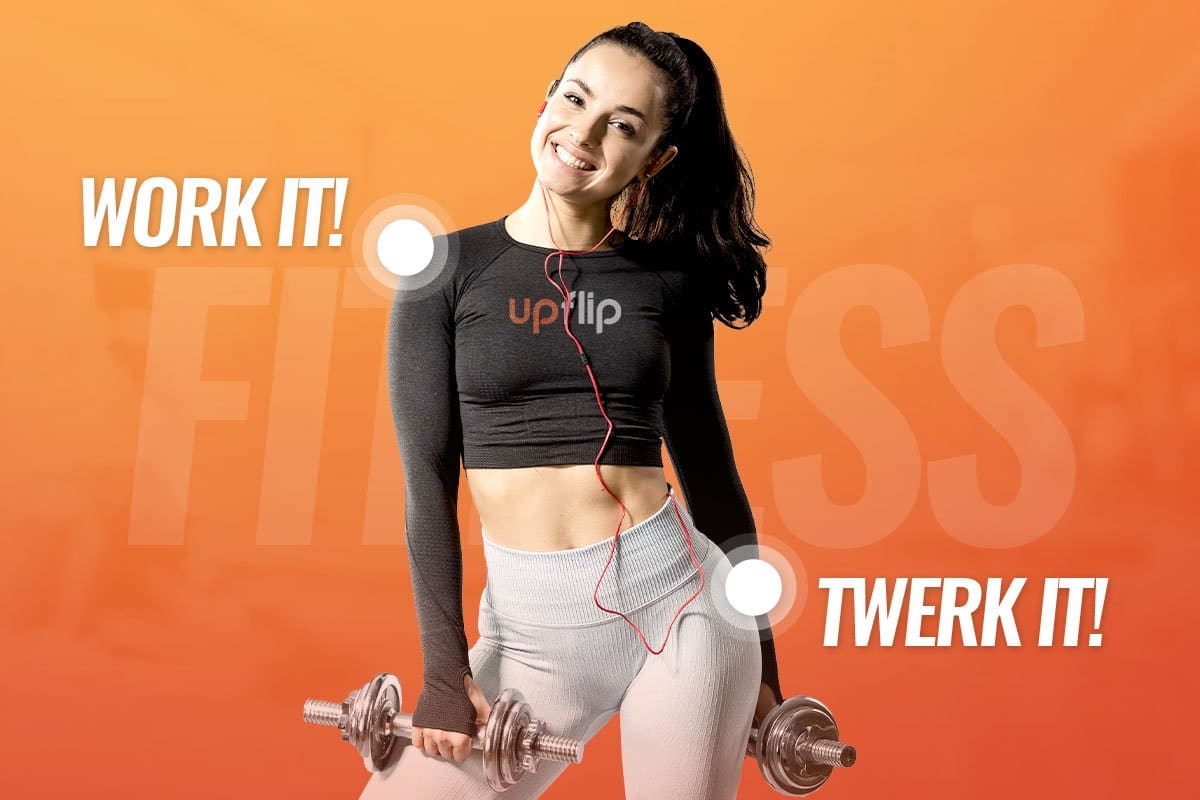 woman wearing a fitness outfit with a pair of dumbells