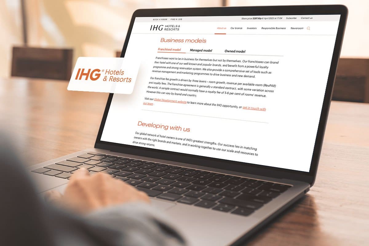 Screenshot of ihgplc website shown on a laptop