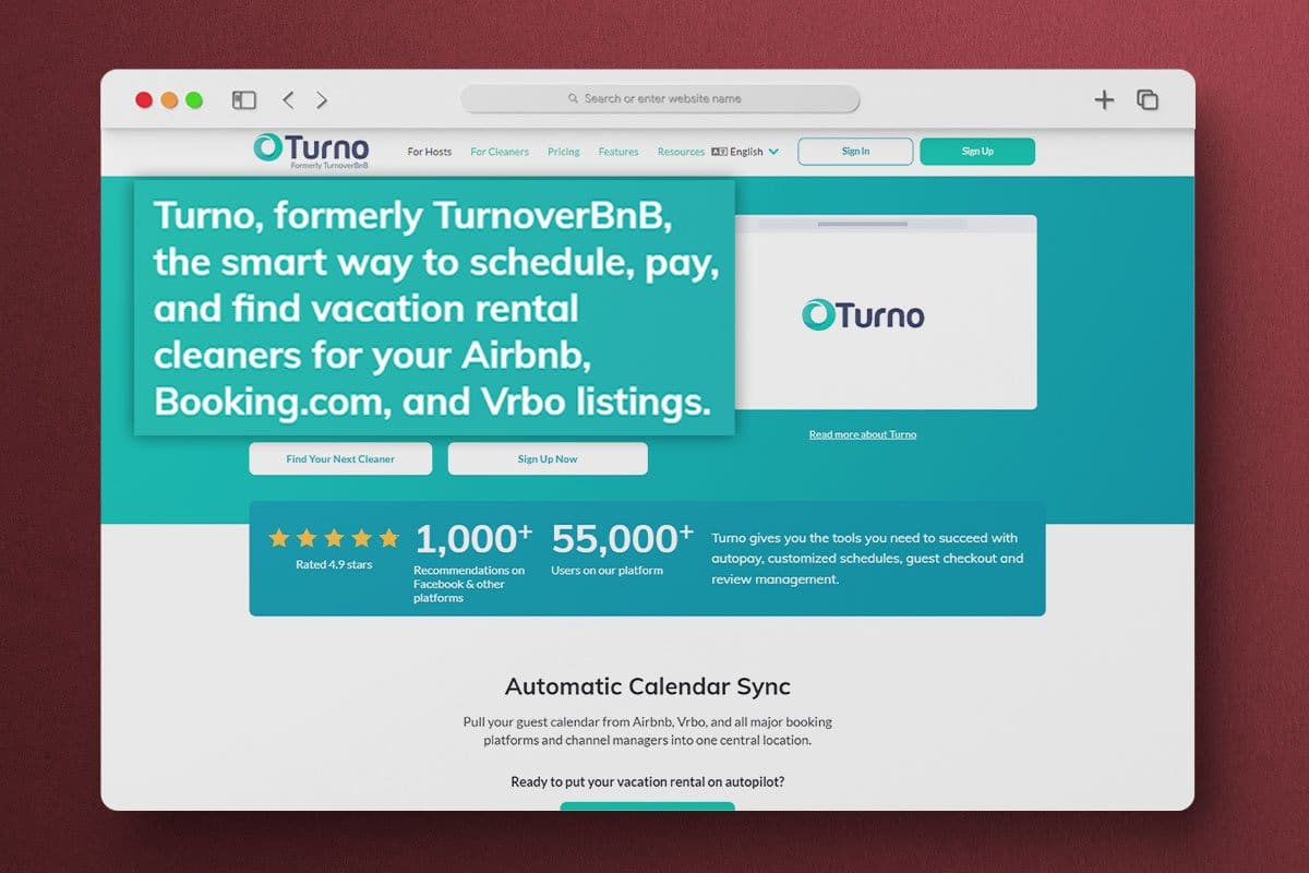 screenshot of managing airbnb cleaning from turno website