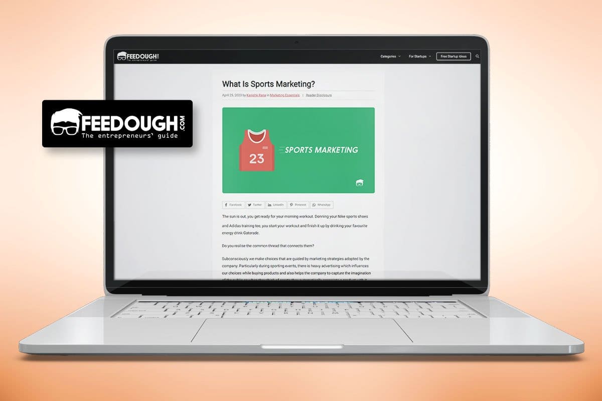 screenshot of sports marketing from feedough website