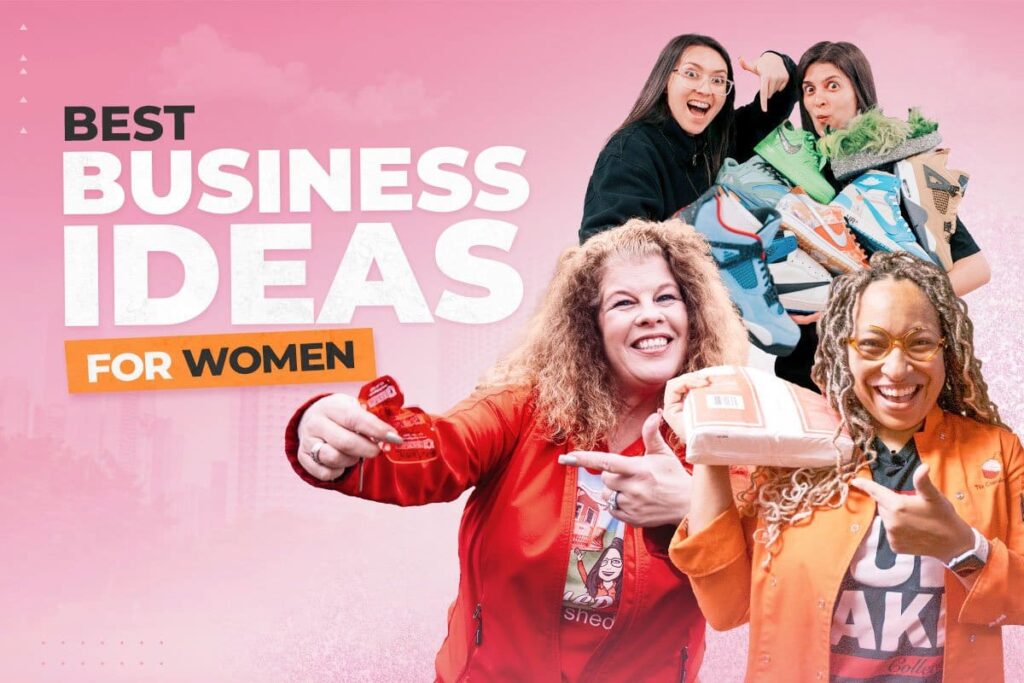 female business entrepreneurs showing their products