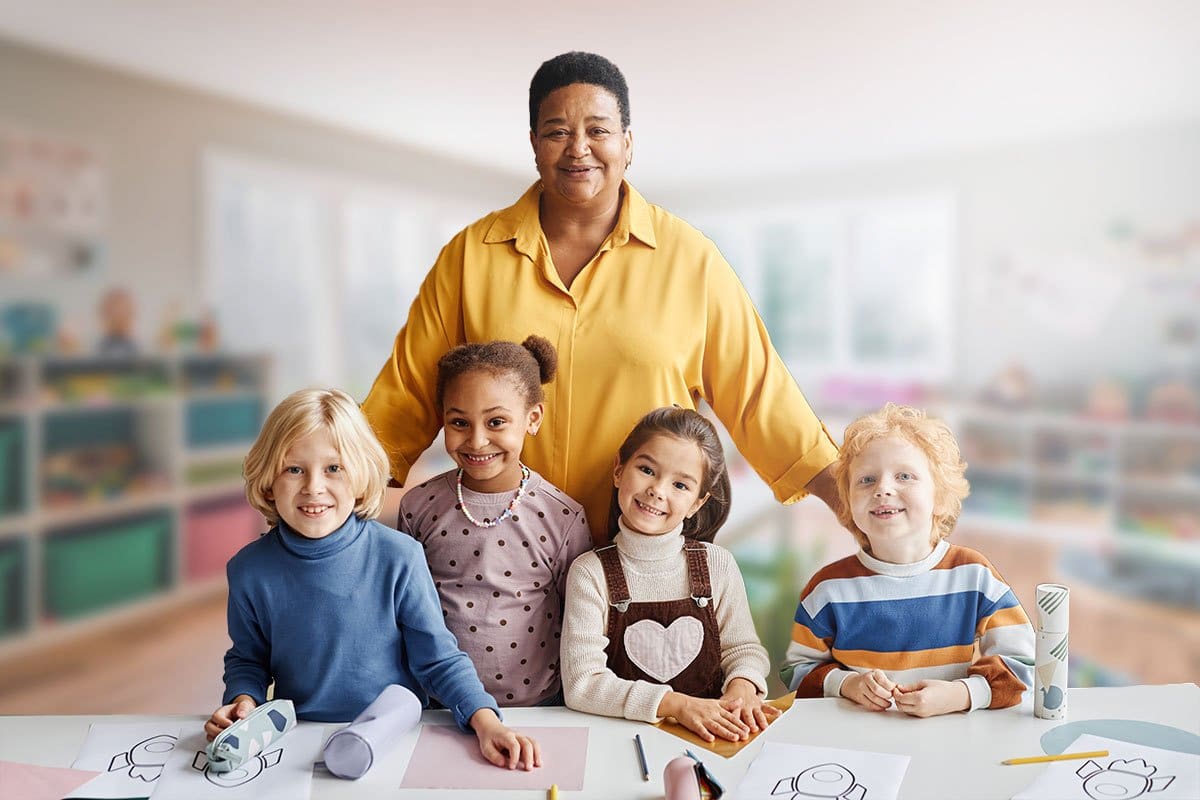 Teacher and children in a classroom
