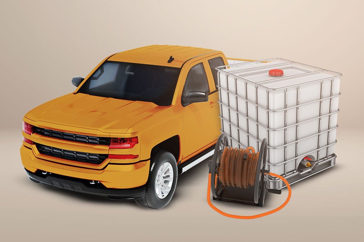 Best Pressure Washer Trailer Setup (2025) 4 Yellow company truck with hose and tank