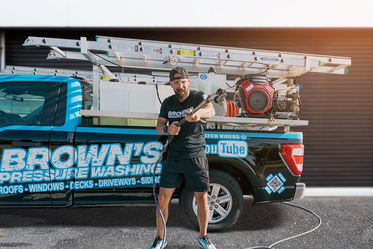 Battery Still of Brown’s owner showing how you can easily pull equipment off truck