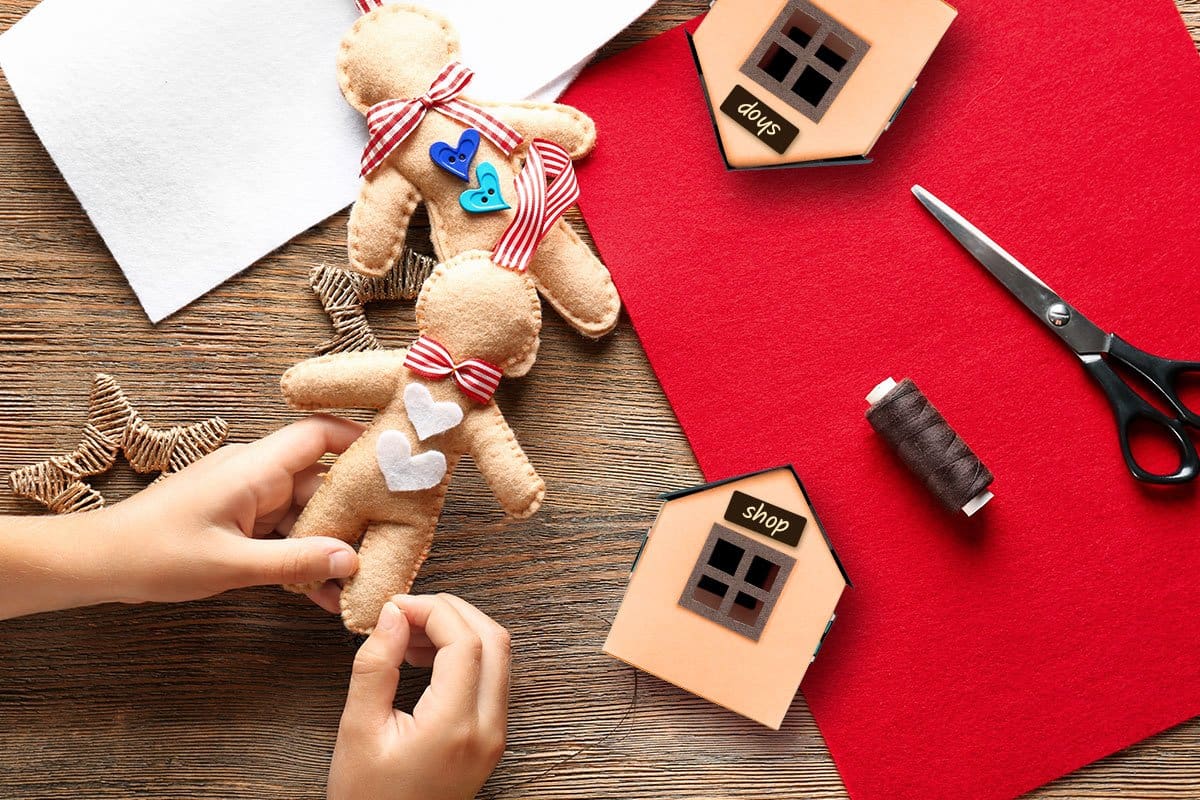 437 Stand-Out Craft Business Names 7 Top-down shot of handcrafted felt gingerbread men