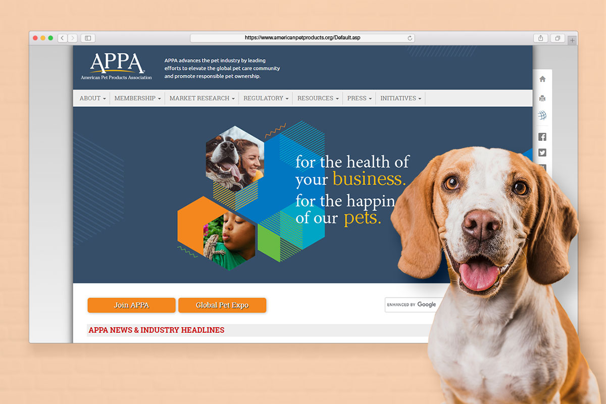 The 25 Best Low-Cost Business Ideas (for 2025) 20 American Pet Products Association screenshot in the background and a happy pup in the foreground