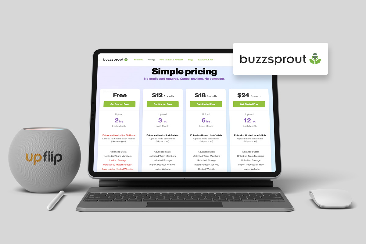 How to Start a Podcast: The Ultimate Guide (2025) 13 screenshot of pricing from buzzsprout website