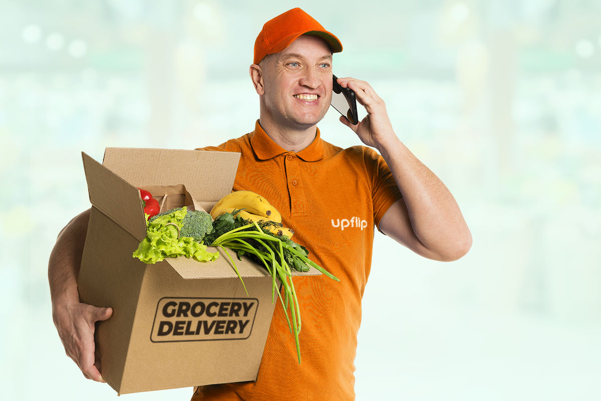 31 Best Self-Employment Ideas (2025) 2 man carying a box of grocery deliveries