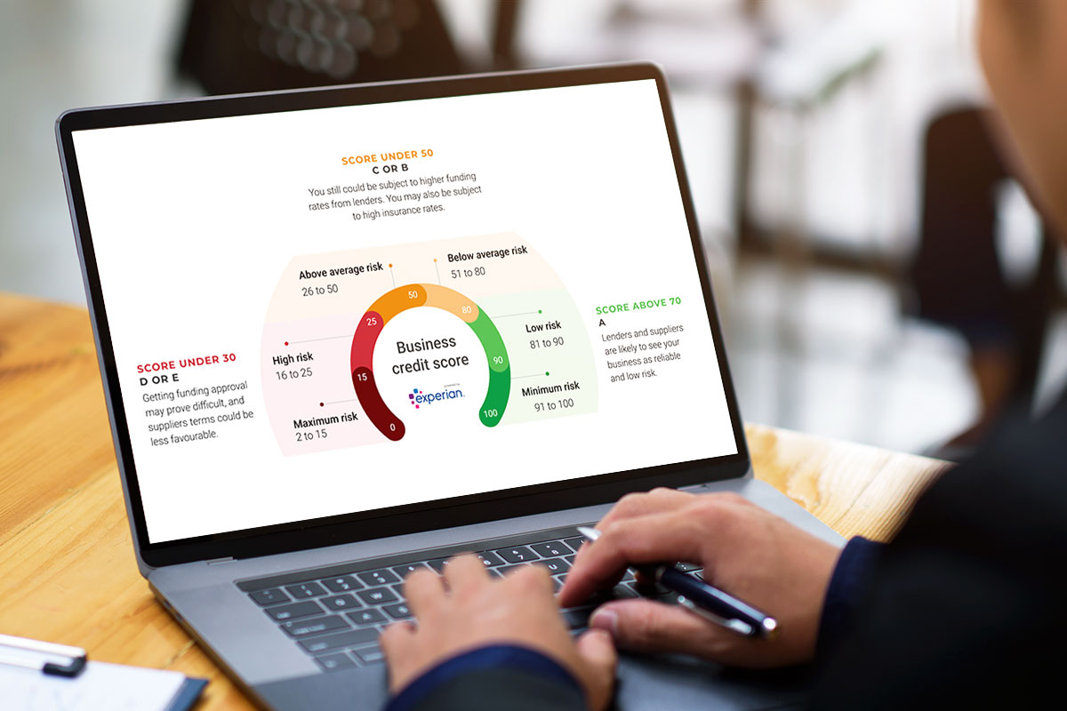 How to Build Business Credit: 6-Step Guide (2025) 7 Business person reading about Experian credit scores on a laptop
