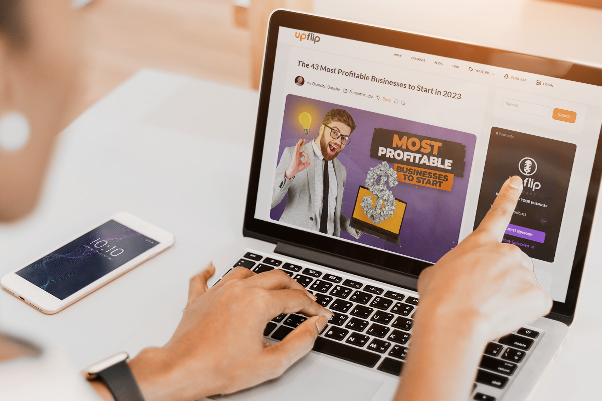 15 Best Million-Dollar Business Ideas 3 Entrepreneur reading UpFlip’s Most Profitable Businesses to Start blog