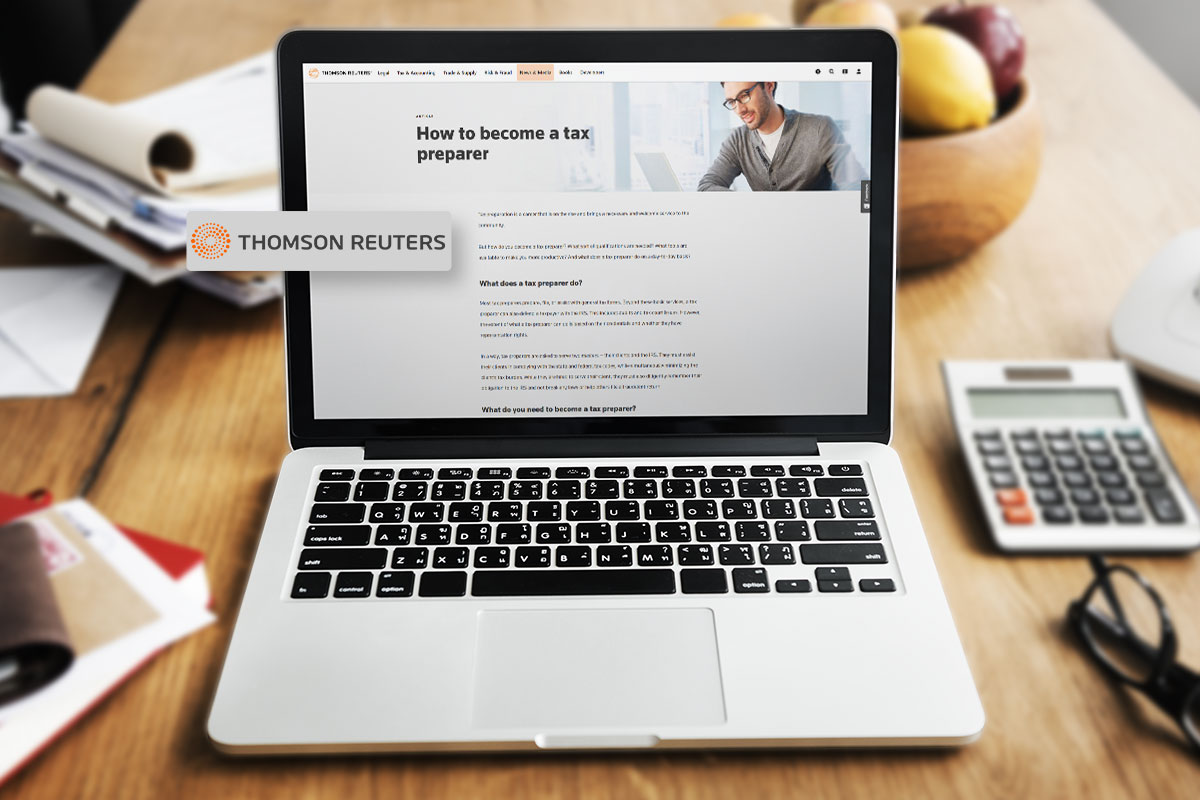 31 Best Self-Employment Ideas (2025) 4 screenshot of beccome a tax preparer from thomsonreuters website